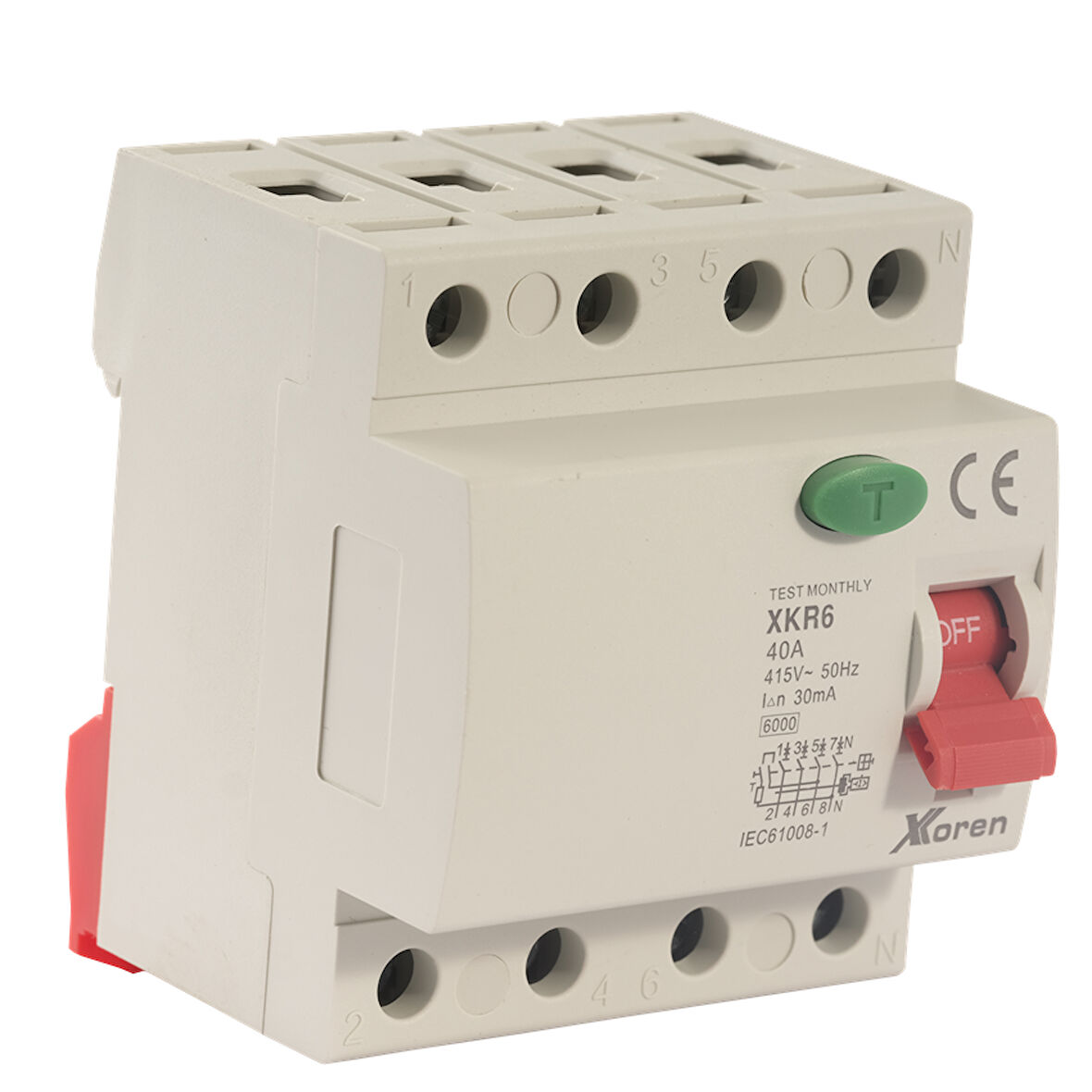 XKOREN 100A 6kA 300mA 4 Kutup (Elektronik-AC Tip Yangın Koruma) Kaçak Akım Koruma Şalteri