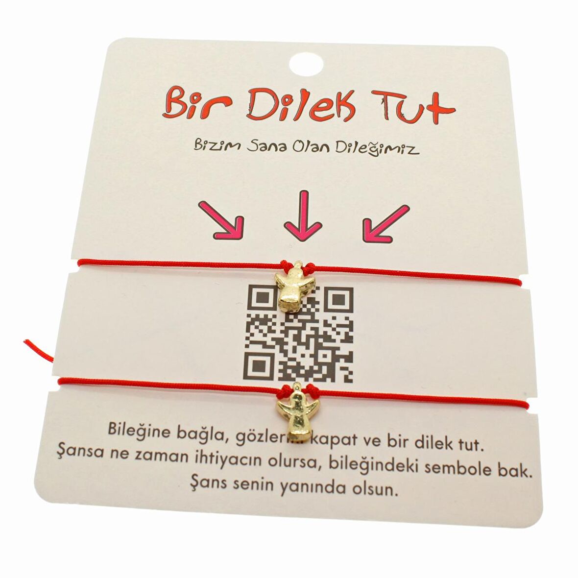 Altın Renk Kırmızı İp  Melek Arkadaş  Bilekliği - 1871