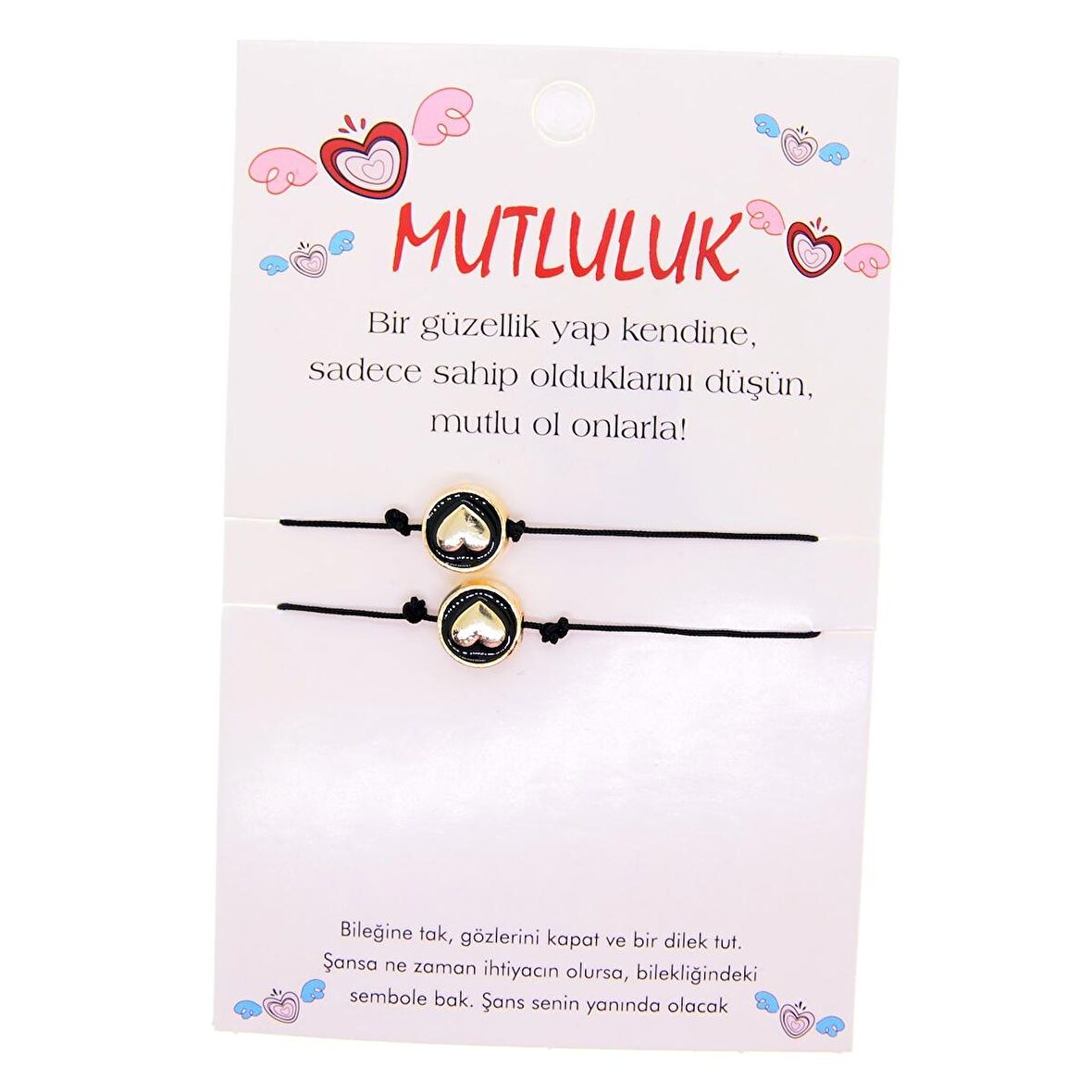 Altın Renk Kalp Mutluluk Arkadaş Şans Bilekliği - 2694