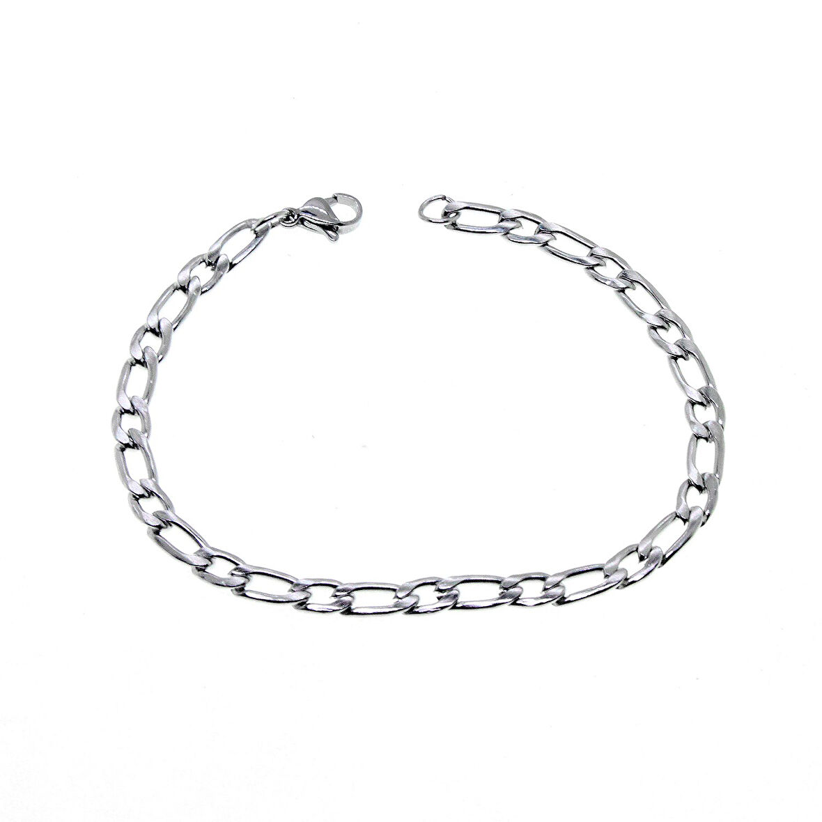 Gümüş Renk Uzun Kısa Bakla Unisex Çelik Bileklik - 2799