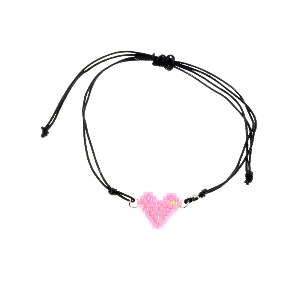 Altın Renk Pembe Kalp Model Miyuki Bileklik - 2938