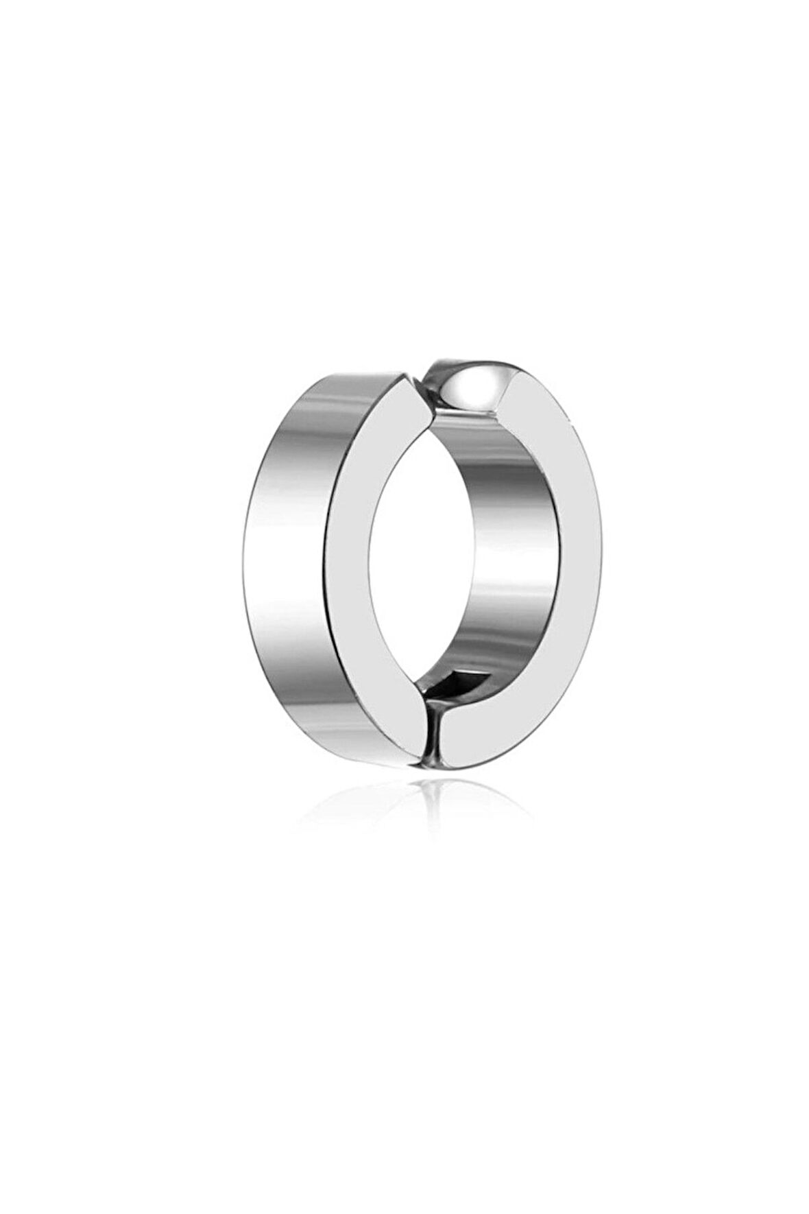 Gümüş Renk 1 Ad. Sıkıştırmalı Unisex Çelik Küpe Deliksiz Kulaklara Çelik Küpe  - 3185