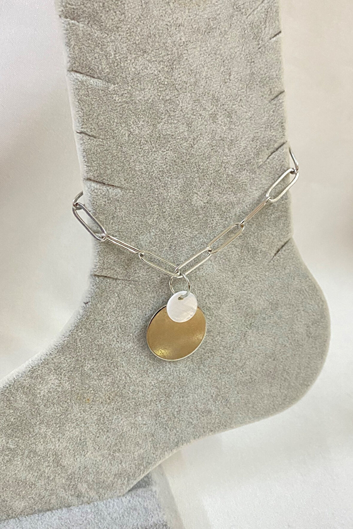 Gümüş Renk İki Pullu Model Ataç Zincir Çelik Halhal - 3244