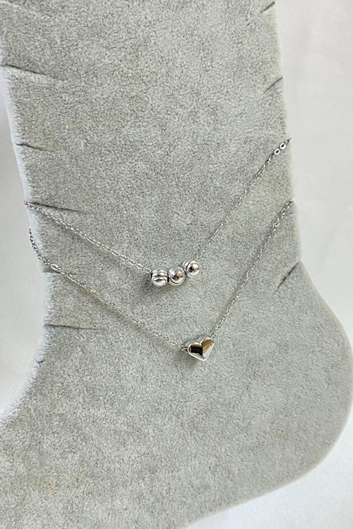 Gümüş Renk Dorika Kalp Model Sf Zincir Çelik Halhal - 3263