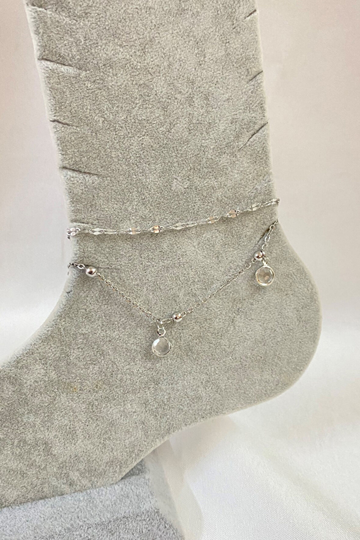 Gümüş Renk Zirkon Model Singapur Ve Top Zincir Çelik Halhal - 3269