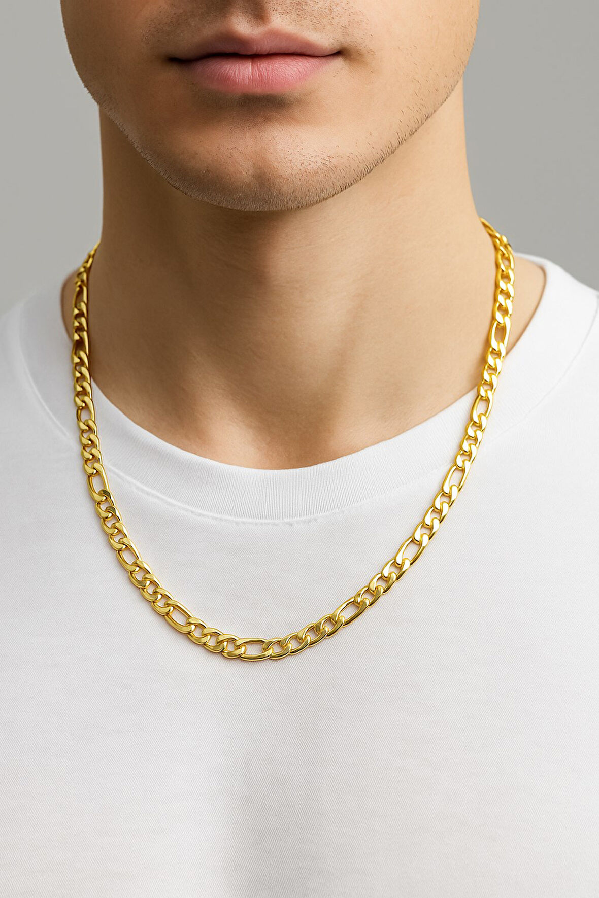 Altın Renk Şavin Kuşgözü Zincir Paslanmaz Unisex Çelik Kolye 55 Cm. Çelik Kolye - 3331