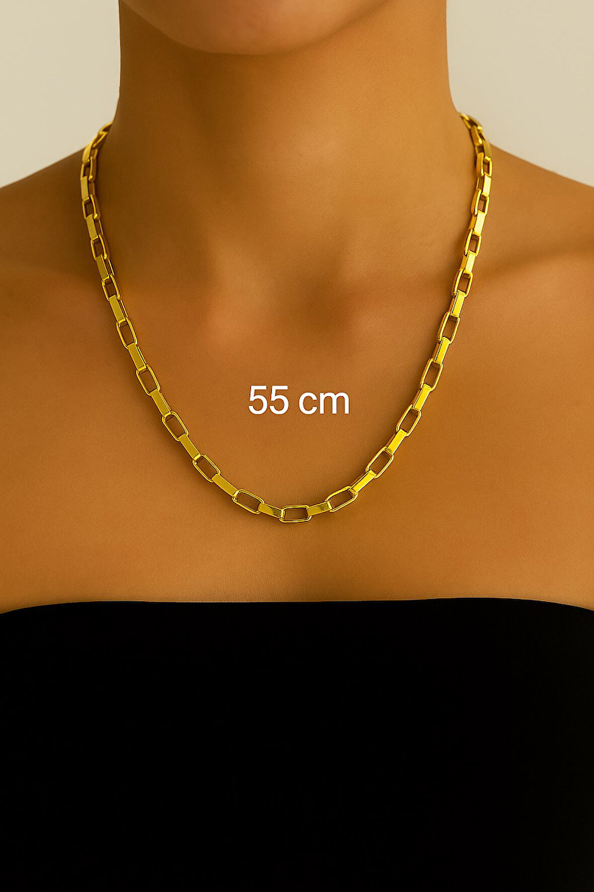 Altın Renk Cubixs Küp Model Zincir Unisex Çelik Kolye - 3342