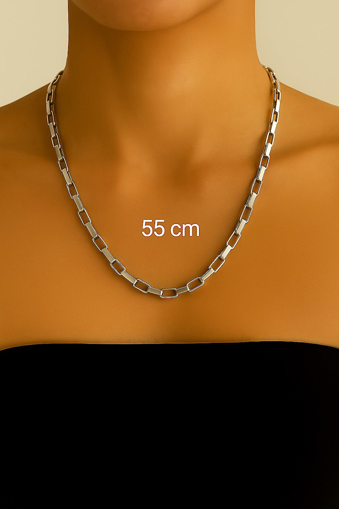 Gümüş Renk Cubixs Küp Model Zincir Unisex Çelik Kolye - 3343