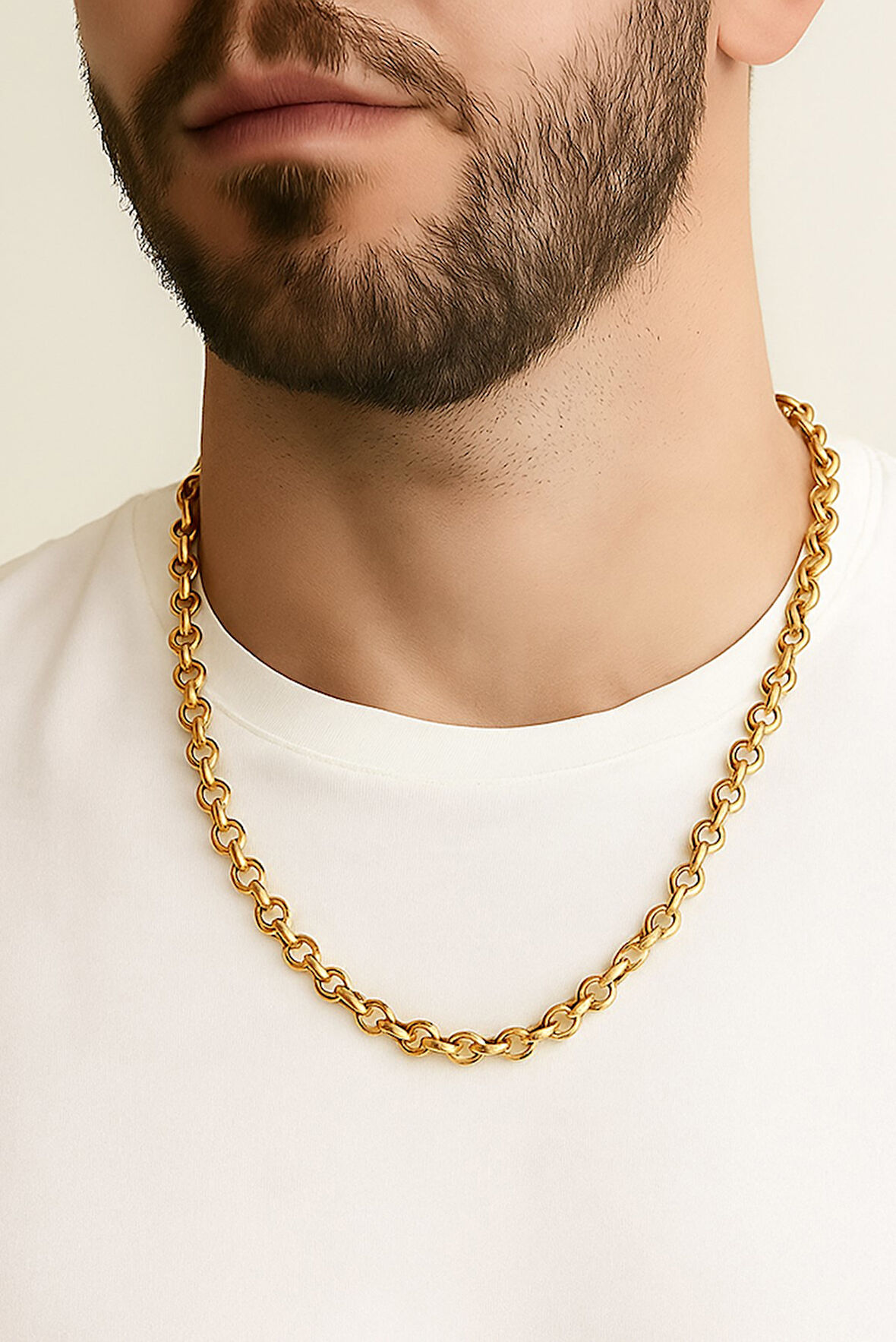 Altın Renk Doc Model Zincir 55 Cm. Unisex Çelik Kolye - 3345