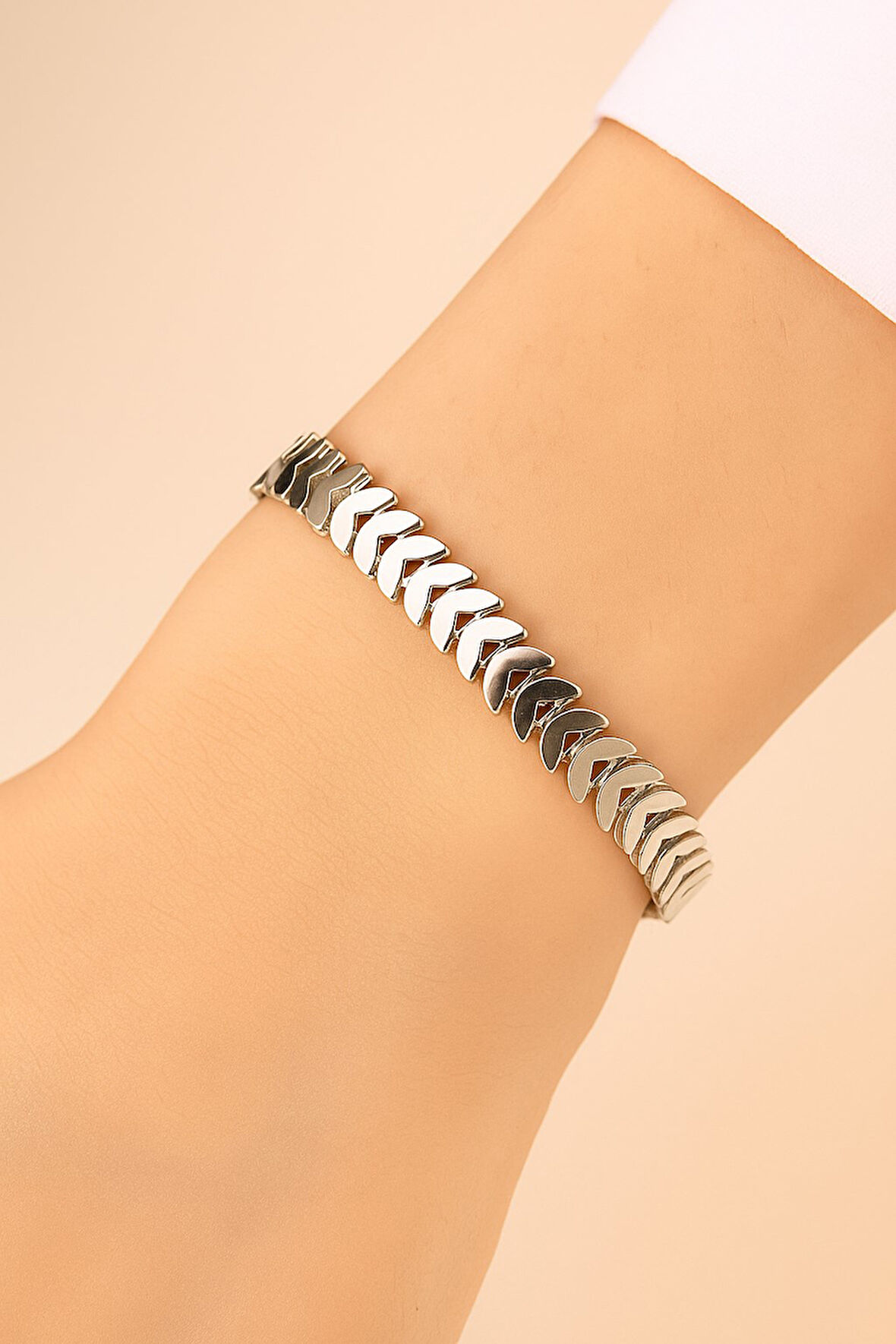 Gümüş Renk Kılçık Unisex Çelik Bileklik - 3368