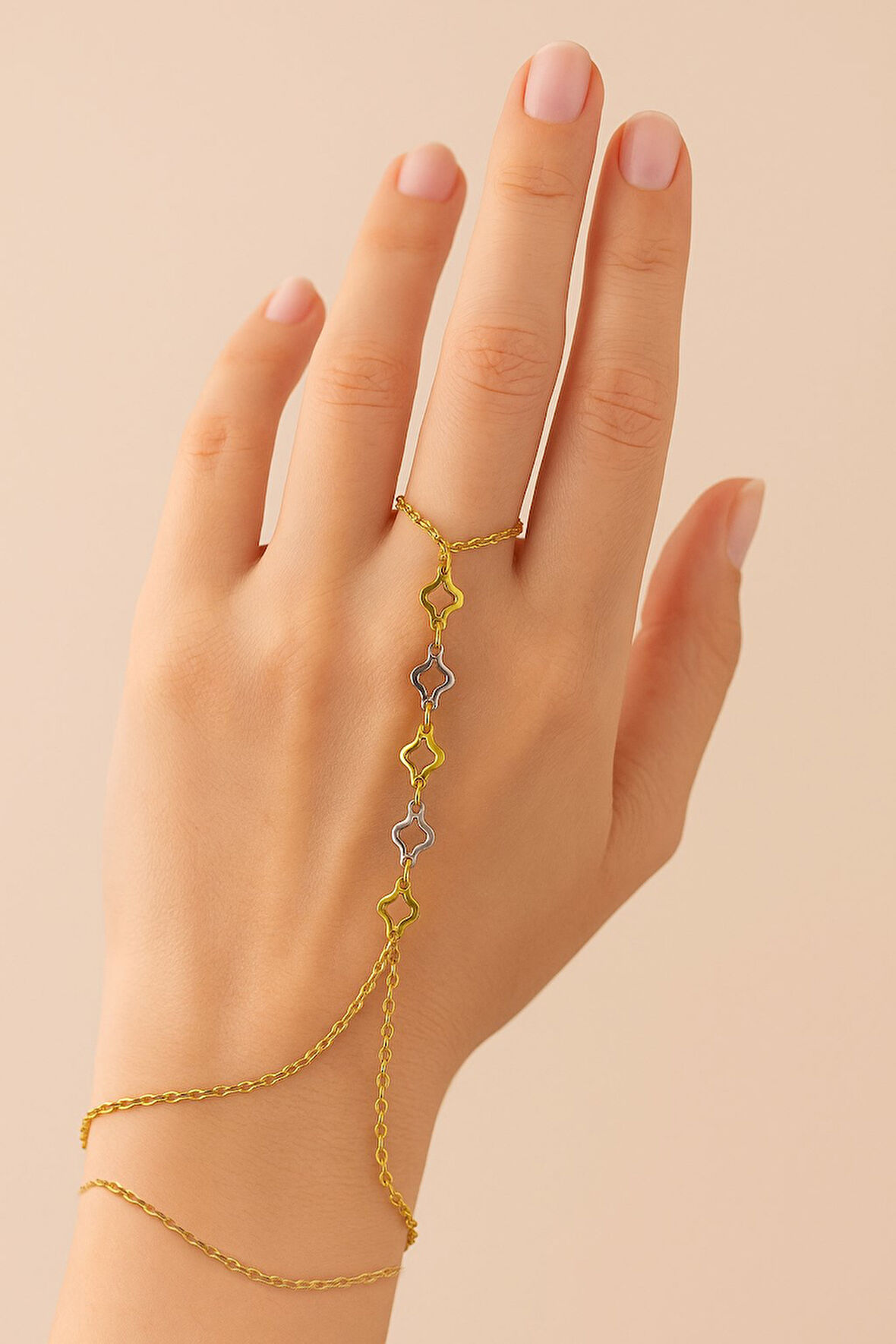 Altın Renk Sarı Beyaz Van Clef Çelik Şahmeran - 3538