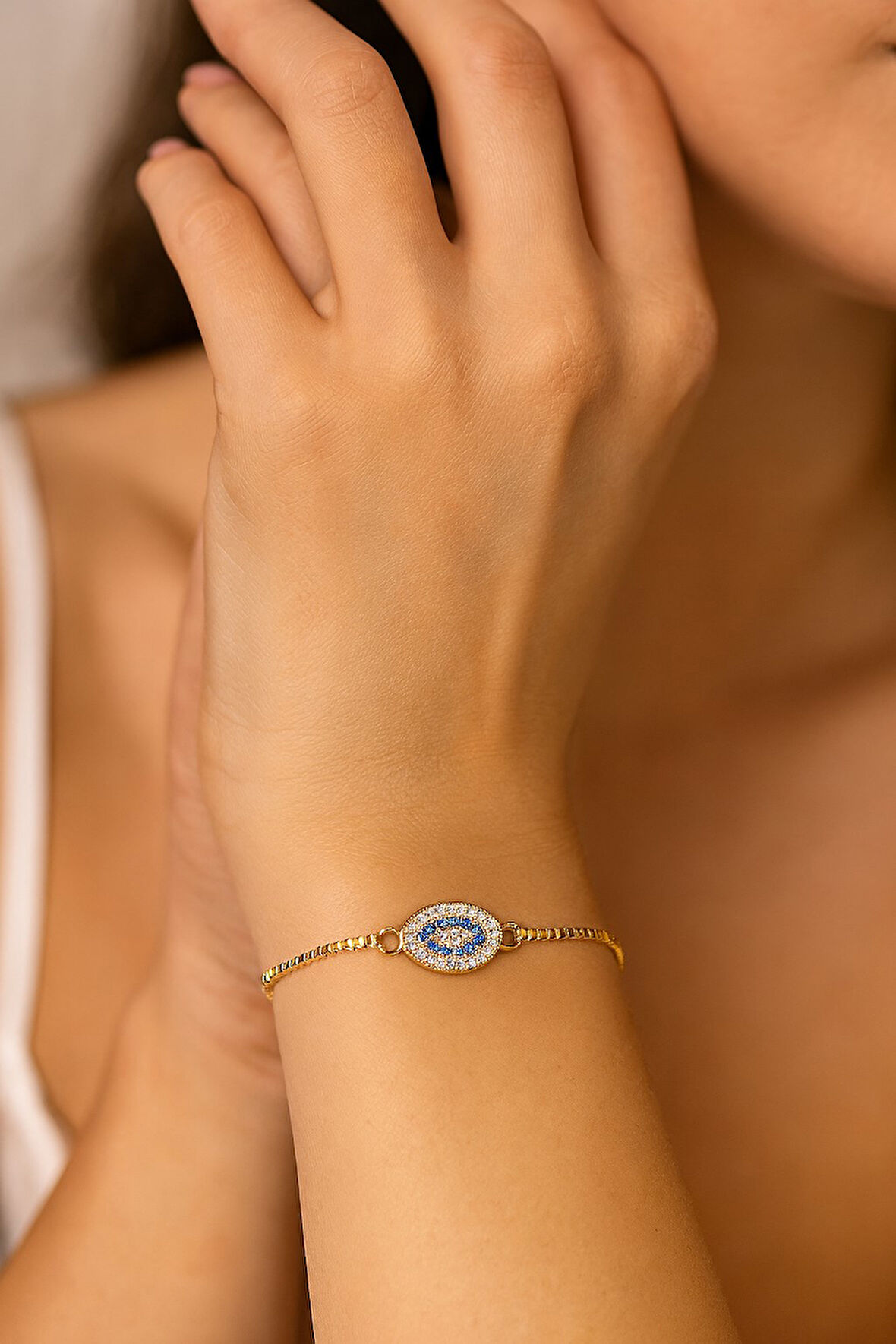 Altın Renk Mekik Göz Asansör Çelik Bileklik - 3589