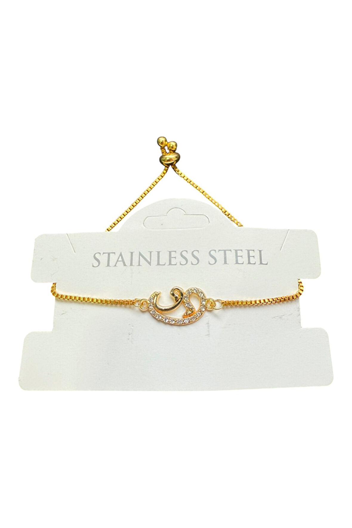 Altın Renk Çift Vav Asansör Çelik Bileklik - 3613