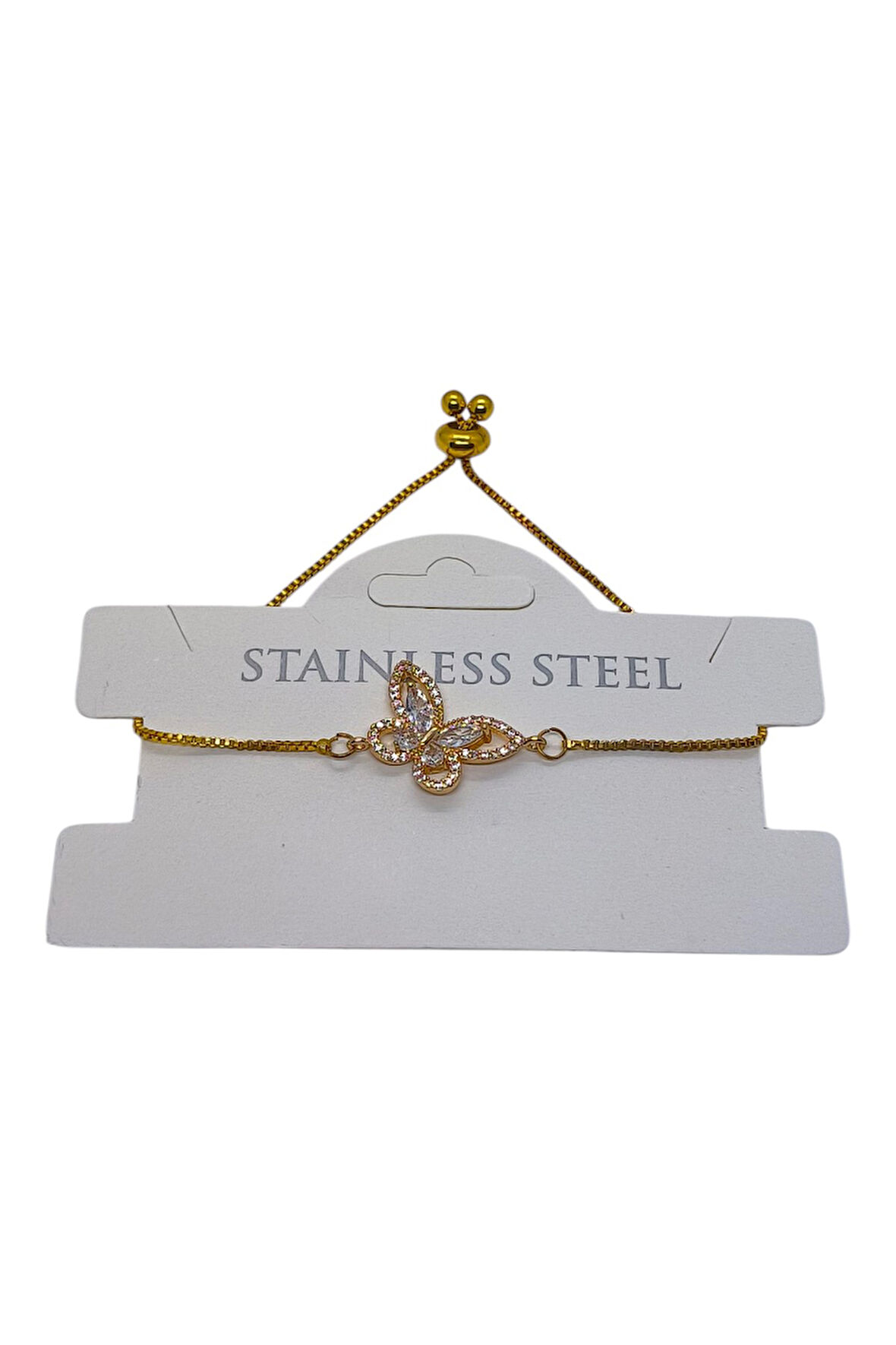 Altın Renk Kelebek Asansör Çelik Bileklik - 3632