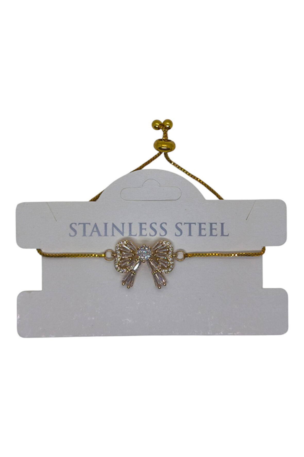 Altın Renk Fiyonk Uzun Baget Asansör Çelik Bileklik - 3635