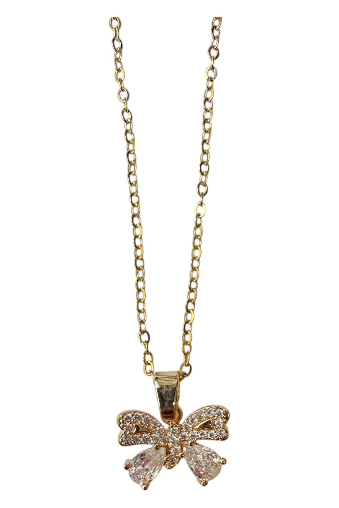 Altın Renk Fiyonk Sf Zincir Çelik Kolye - 3659