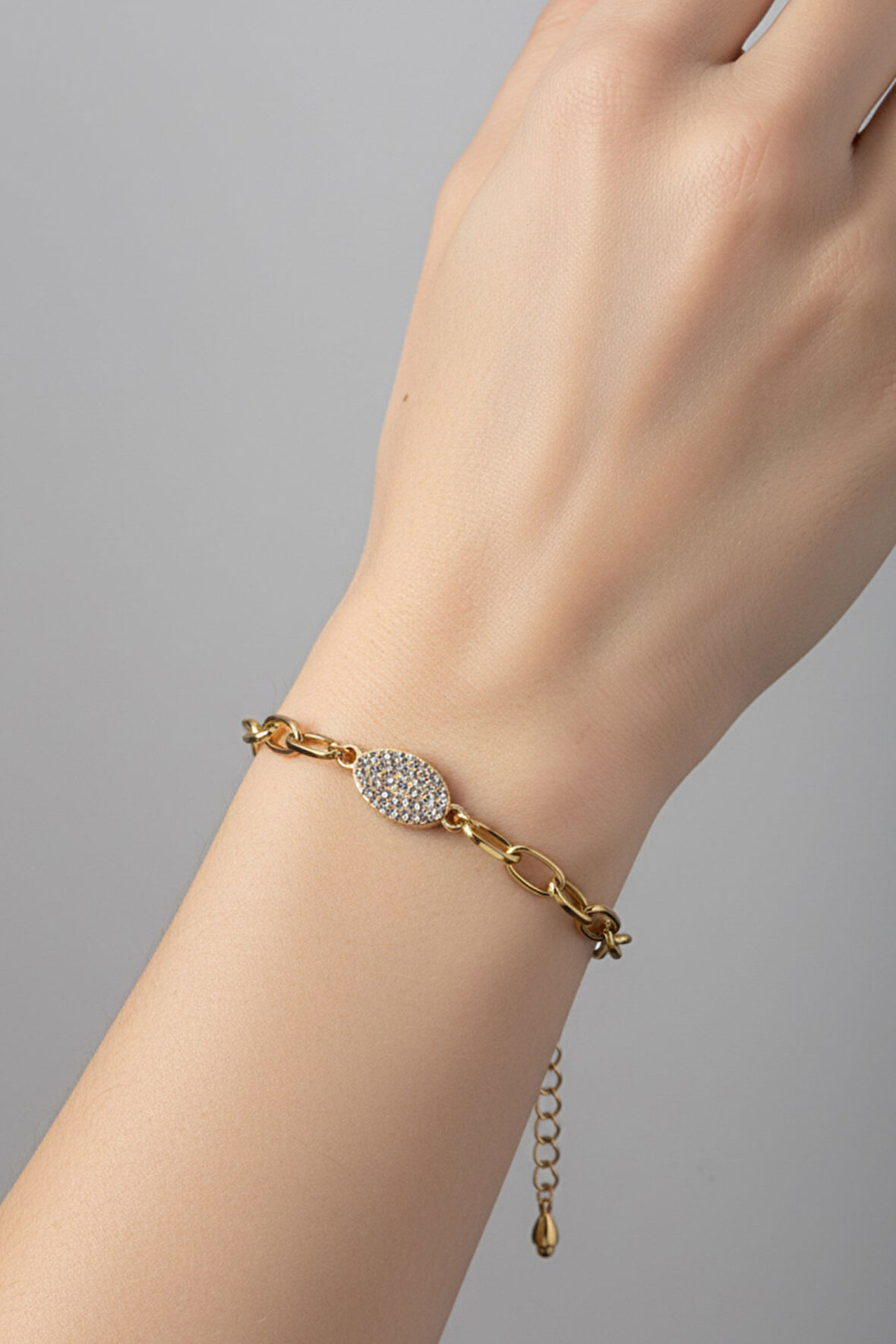 Altın Renk Mekik Beyaz Model Dd Zincir Çelik Bileklik - 3671