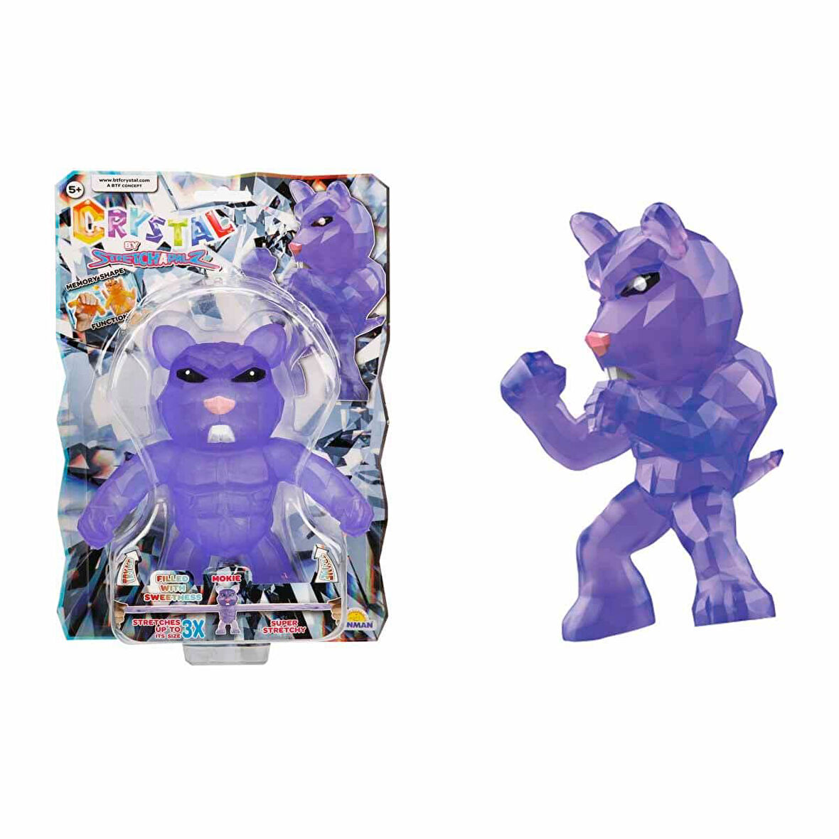 Esnek Uzayan Kristal Stretch Uzayan Yumuşak Figür 14 Cm Mokie Mor- 1 Adet