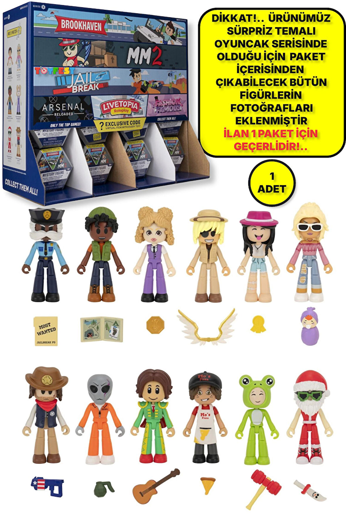 Roblox Brookhaven Murder Mystery 2 - Jail Break Oyunlarının Sürpriz Figürü - 1 ADET