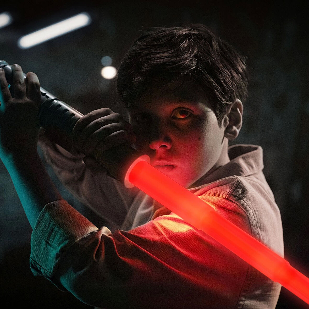 Uzayıp Kısalan Sesli Işıklı Power Saber Işın Kılıcı Kırmızı - 90 CM