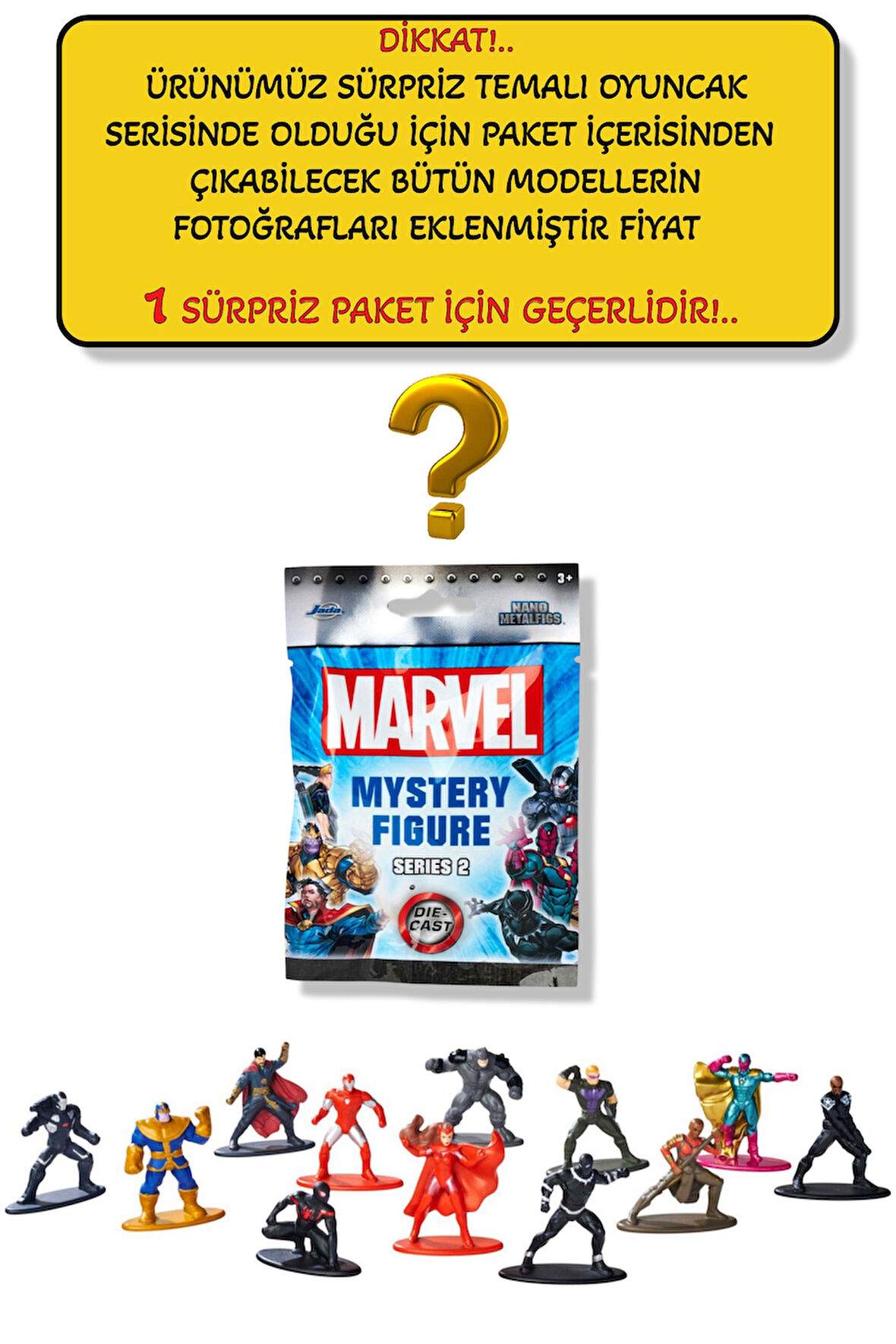 Marvel Nano Metalfigs Sürpriz Paket – 1 Figür Çıkıyor, Koleksiyonluk Marvel Oyuncağı - 4 CM