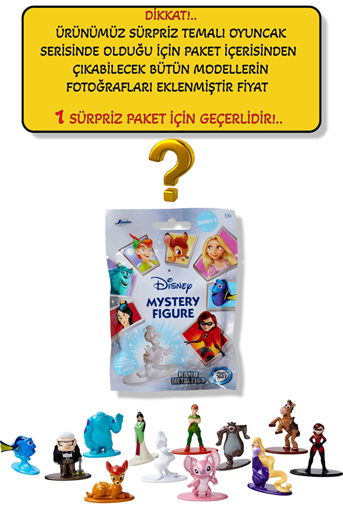 Disney Mystery Sürpriz Paket Figür - 4 CM 1 ADET Sürpriz Koleksiyonluk Metal Oyuncak