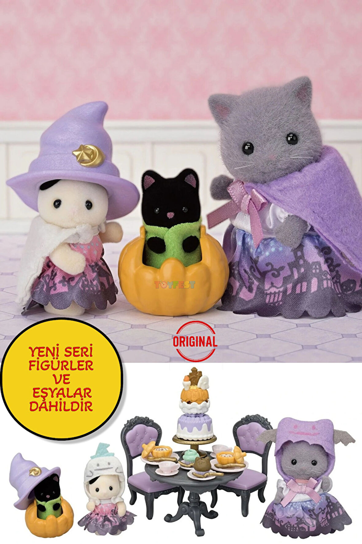Sylvanian Families Cadılar Bayramı Sürpriz Parti Seti İran Kedisi Kız Smokinli Kedi Bebek Gece Kedi
