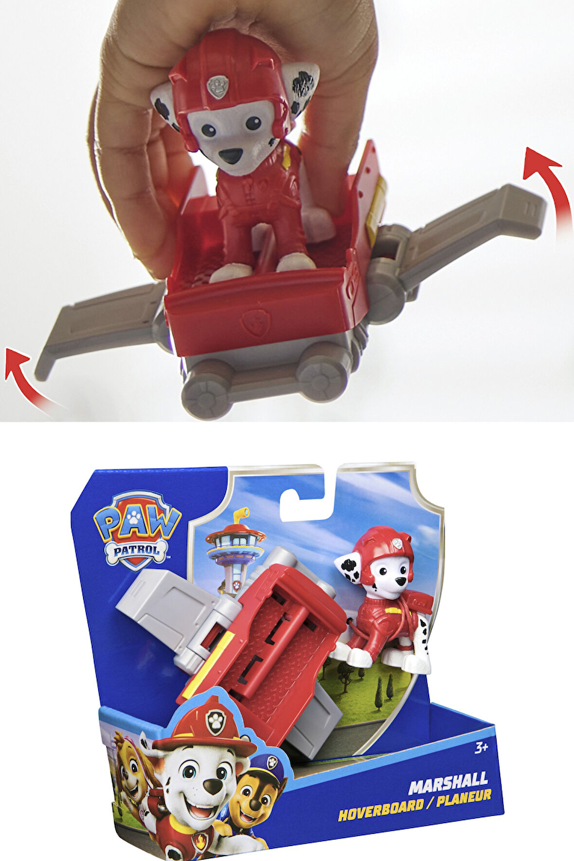 PAW Patrol: Action Pups Marshall Aksiyon Figürü ve Katlanabilir Kanatlı Hoverboard Uçağı - 5 CM