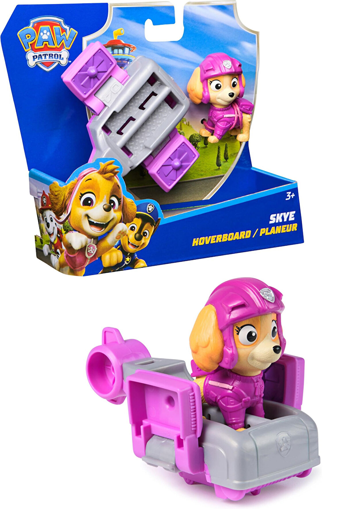 PAW Patrol: Action Pups Skye Aksiyon Figürü ve Katlanabilir Kanatlı Hoverboard Uçak Oyuncağı - 5 CM