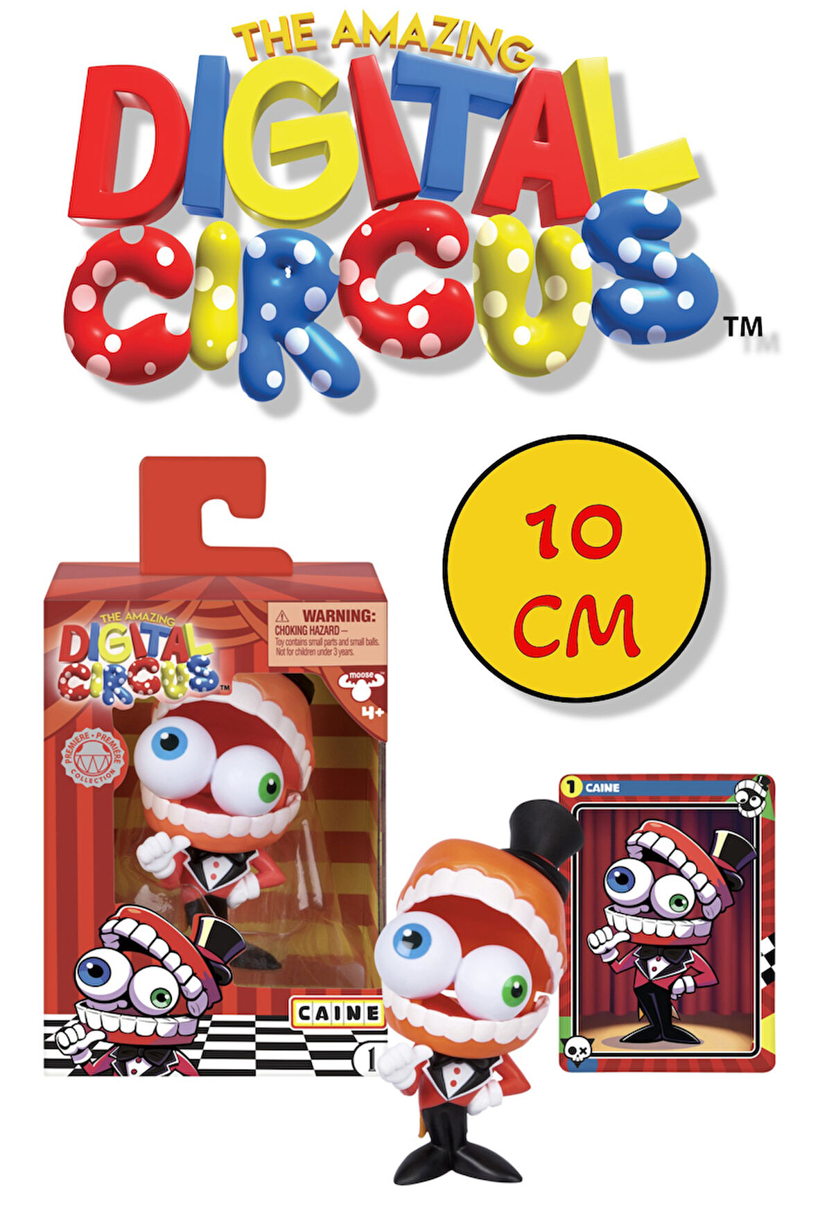 Amazing Digital Circus Caine Vinyl Figür + Koleksiyon Kartı Konuşan Çene Yapping Jaw Özellikli-10 CM