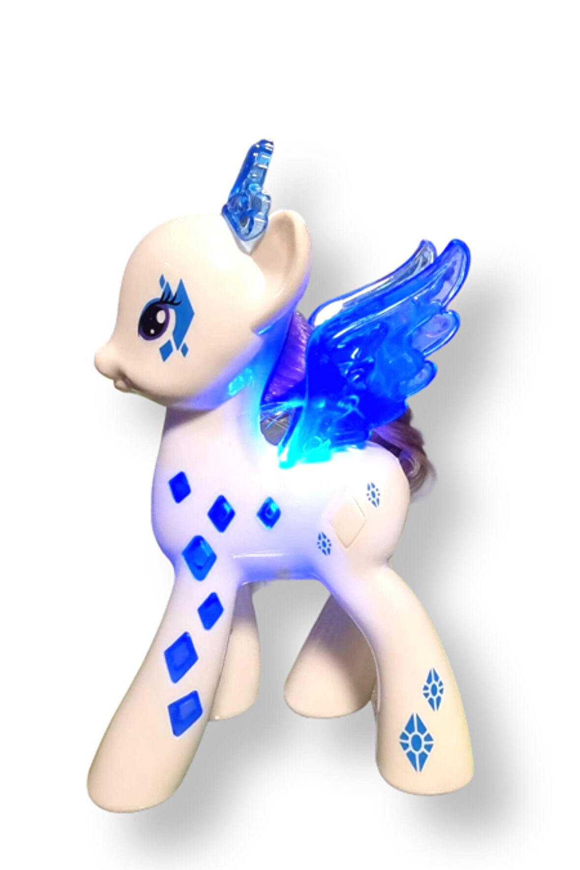 Işıklı Rainbow Unicorn Ponny Figür - 8 CM Beyaz Taçlı Model