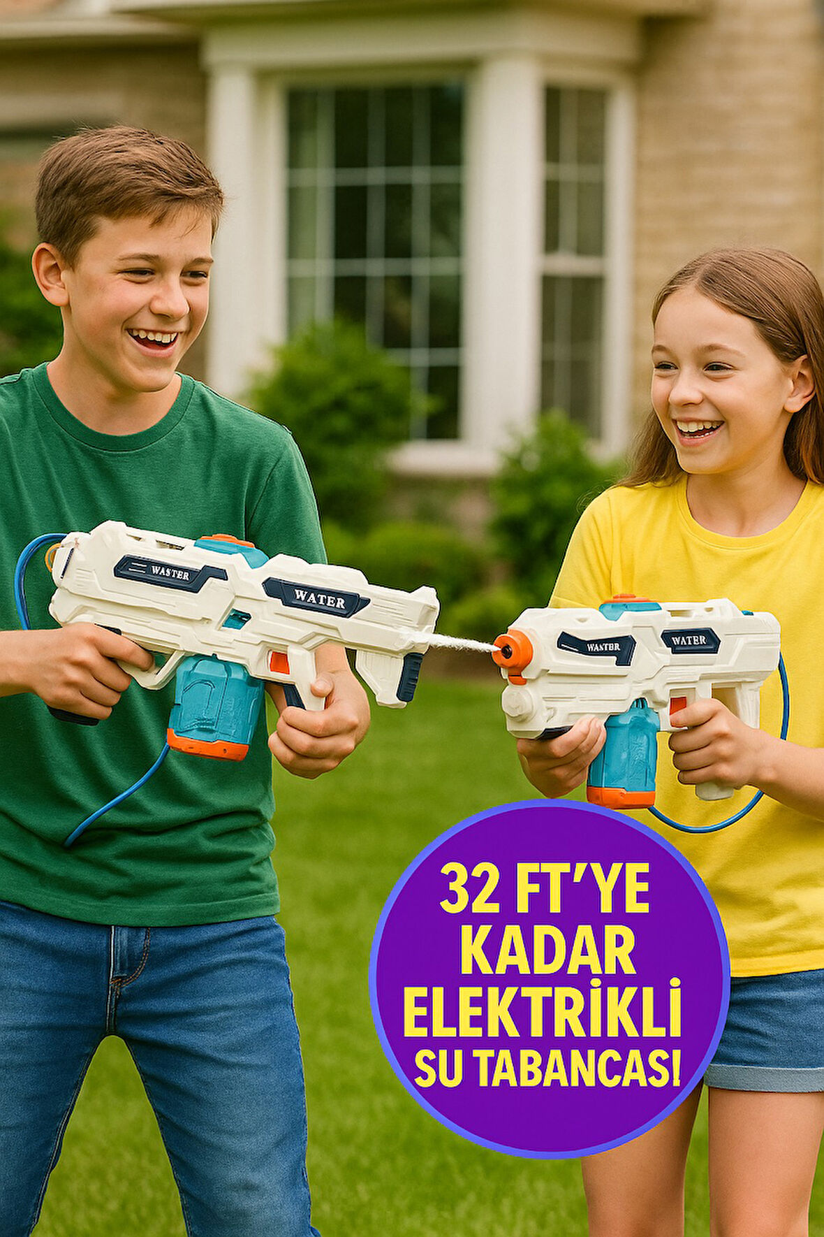 Şarjlı Su Tabancası – Uzun Menzil & Otomatik Su Dolumu (9,75 Metre Atış Mesafesi)