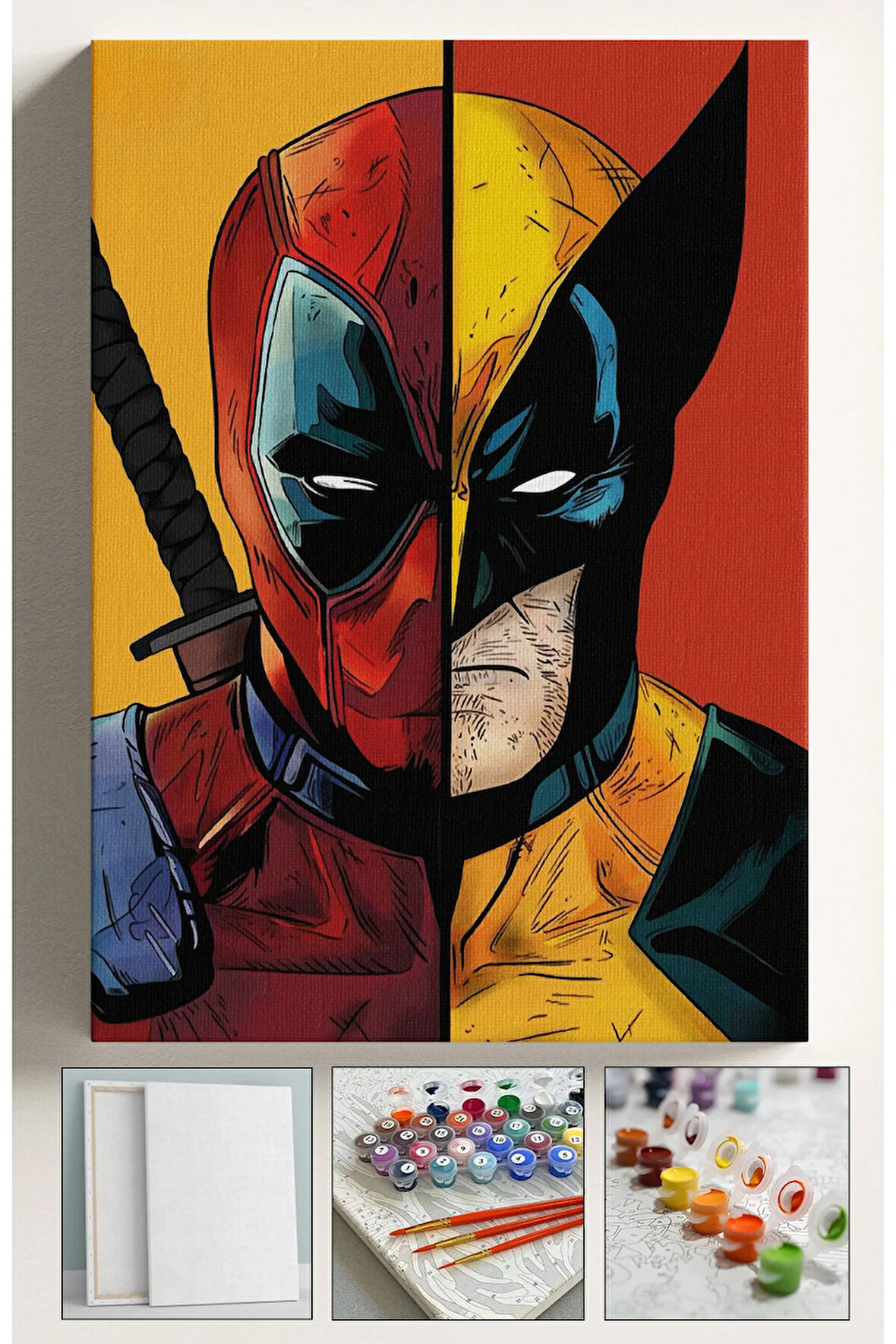 Sayılarla Boyama Tuval Seti Fırça Boya Dahil (Çıtalı) 40x50 CM - XMEN