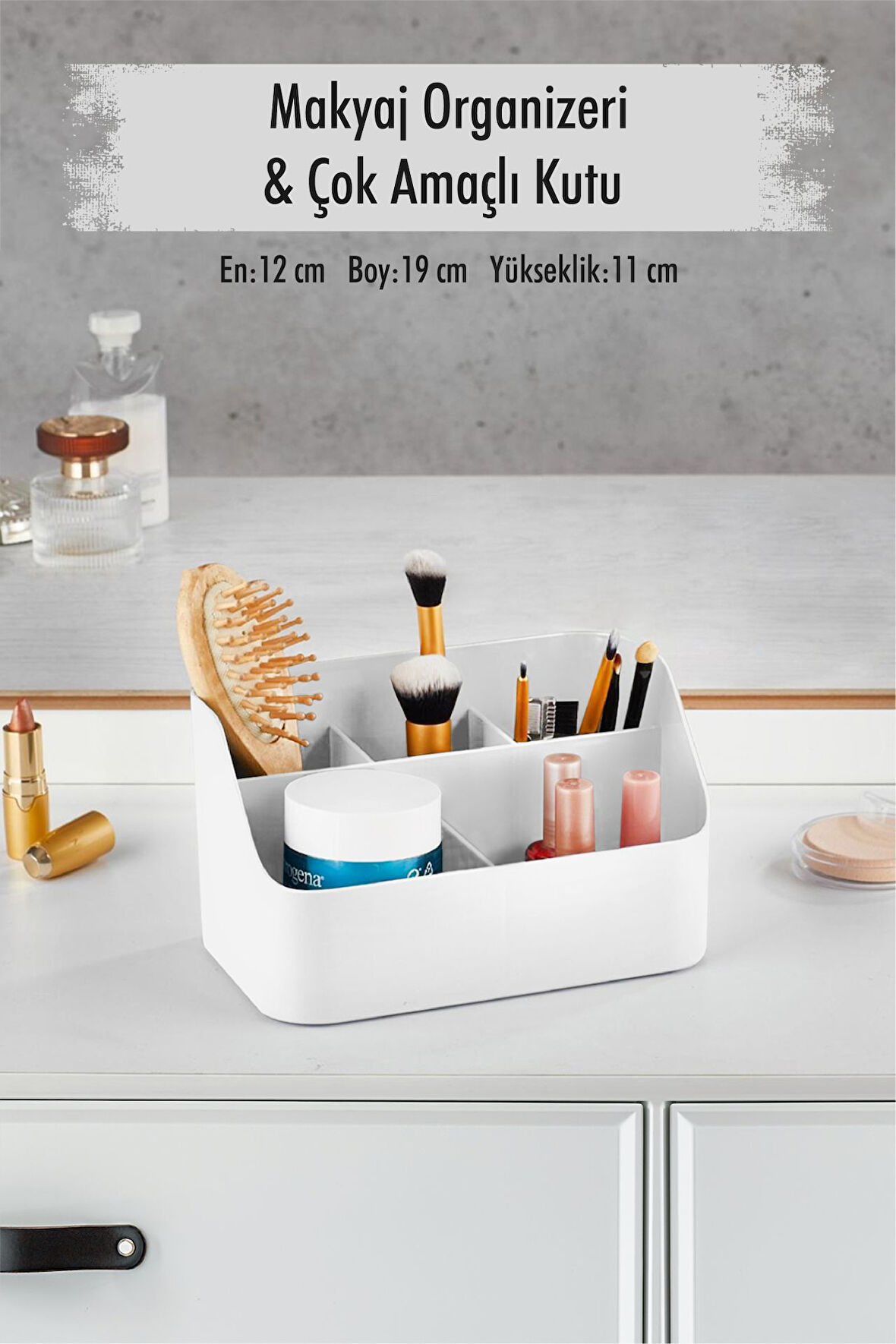 Füme Makyaj Kutusu & Kozmetik Organizeri & Çok Amaçlı Kutu