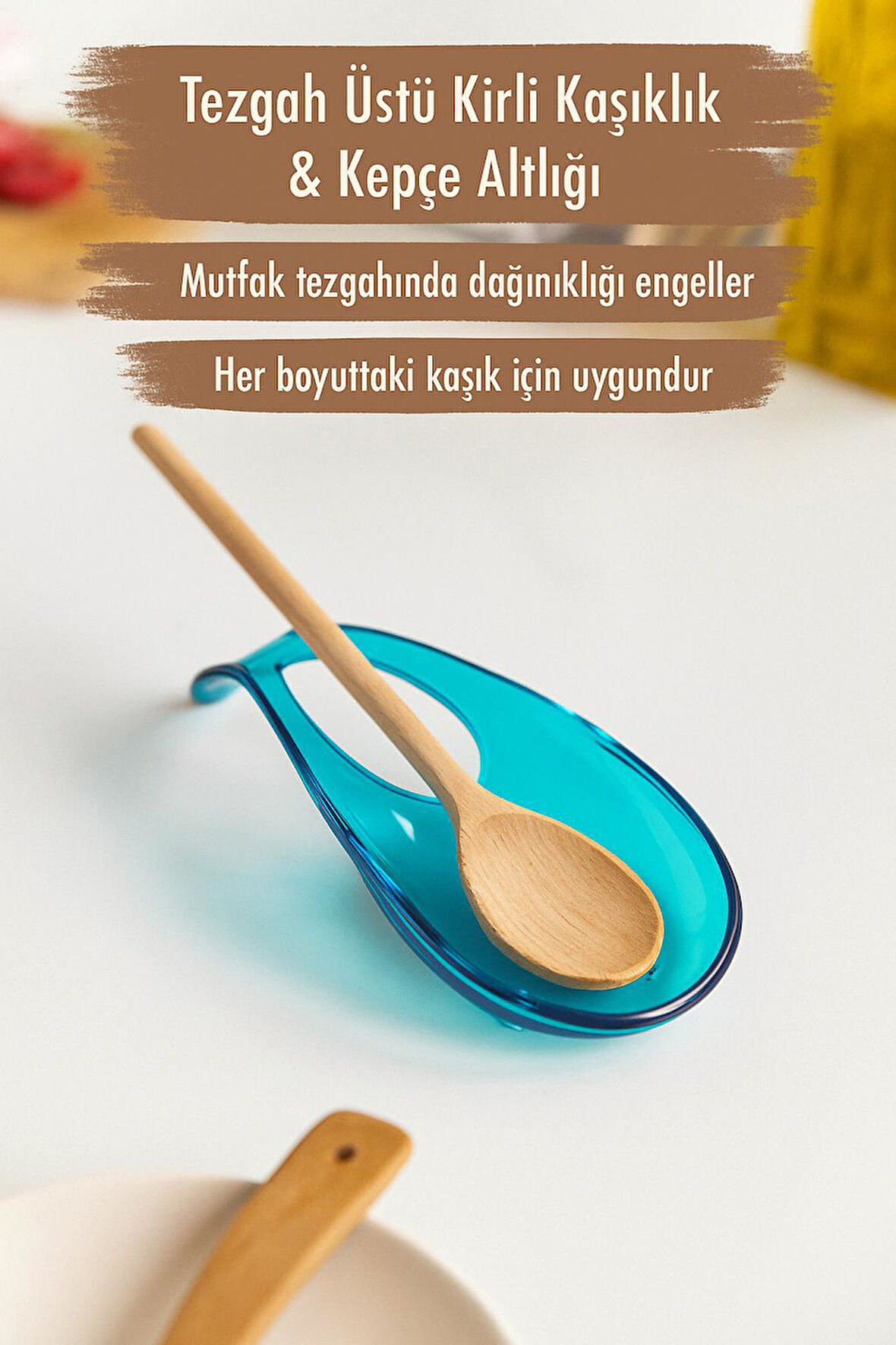 Akrilik Aquamarin Tezgah Üstü Kirli Kaşıklık & Kepçe Altlığı