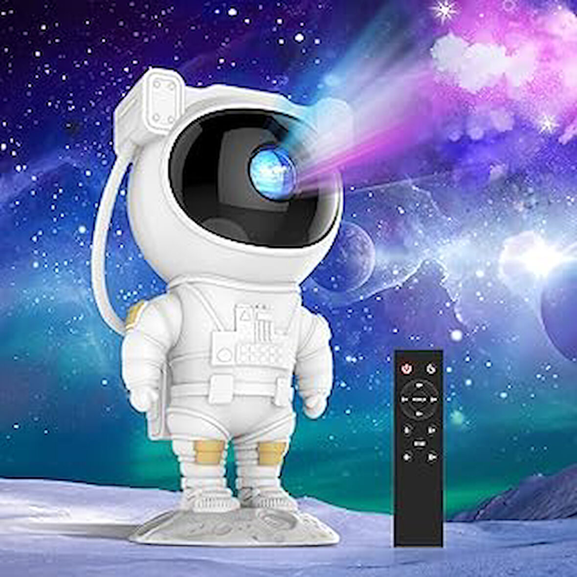 Gemmac Astronot Galaxy Projektör, LED Galaksi Işık Projektörü Çok Renkli Nebula Galaksi Yıldızlı Gece Işığı Uzaktan Kumandalı Projektör Lambası Yatak Odası Hediye için USB Planetaryum Projektörü