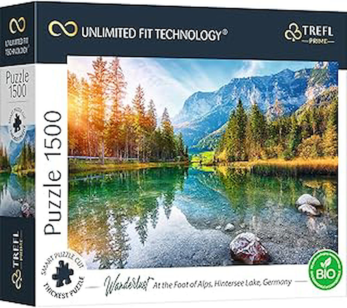 Trefl 26193 En Kalın 1500 Paket Organik Alpler Bavyera Dağları Yetişkinler ve 12 Yaş Üzeri Çocuklar için UFT Puzzle Wanderlust: Alplerin Eteğinde, Hintersee Gölü, Almanya