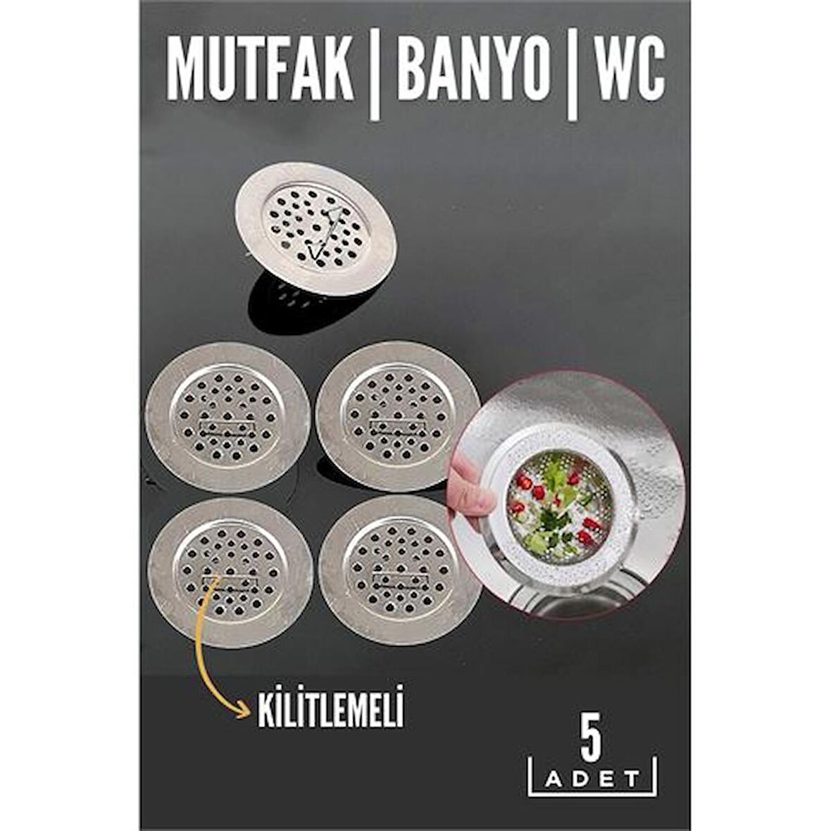 Kilitli Lavabo Süzgeci Figgini Design 5 ADET 718616