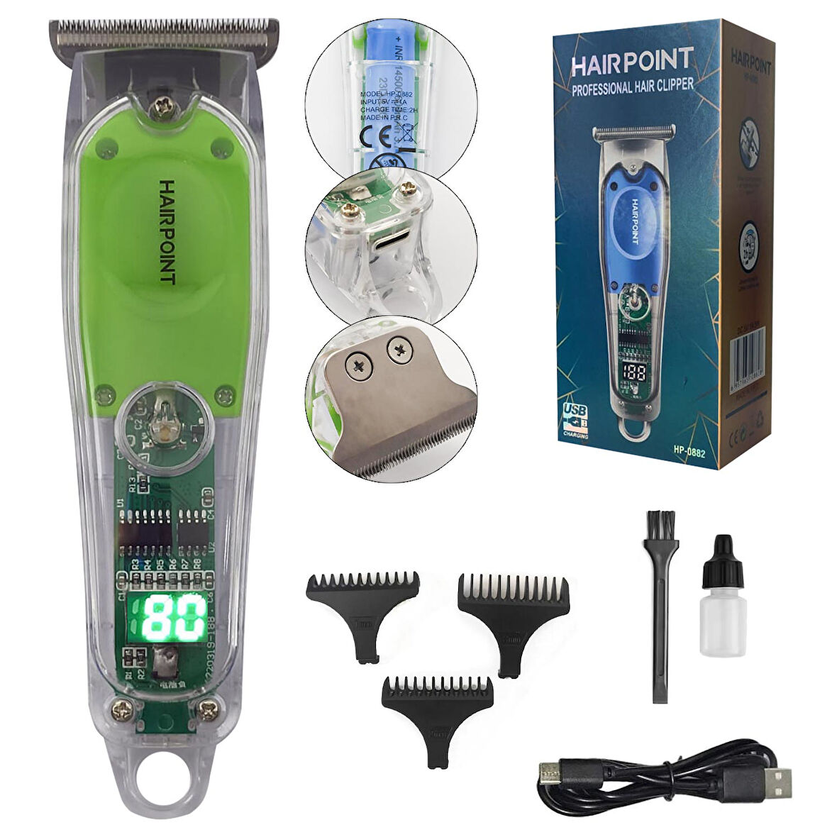 HAIR POINT HP-0882 Saç Sakal Tıraş Makinesi Mini Şarjlı Lcd Ekran Professional