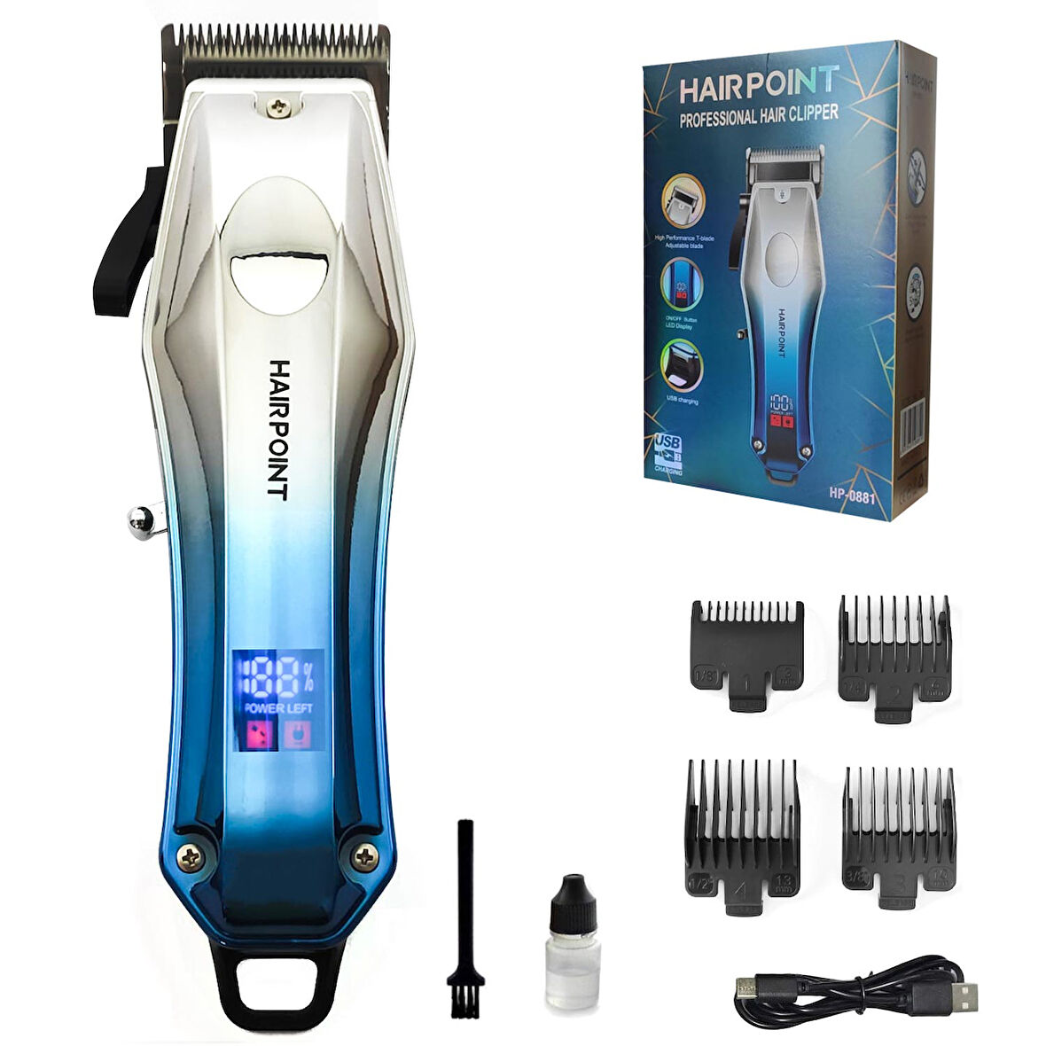 HAIR POINT HP-0881 Saç Sakal Tıraş Makinesi Şarjlı Lcd Ekran Professional