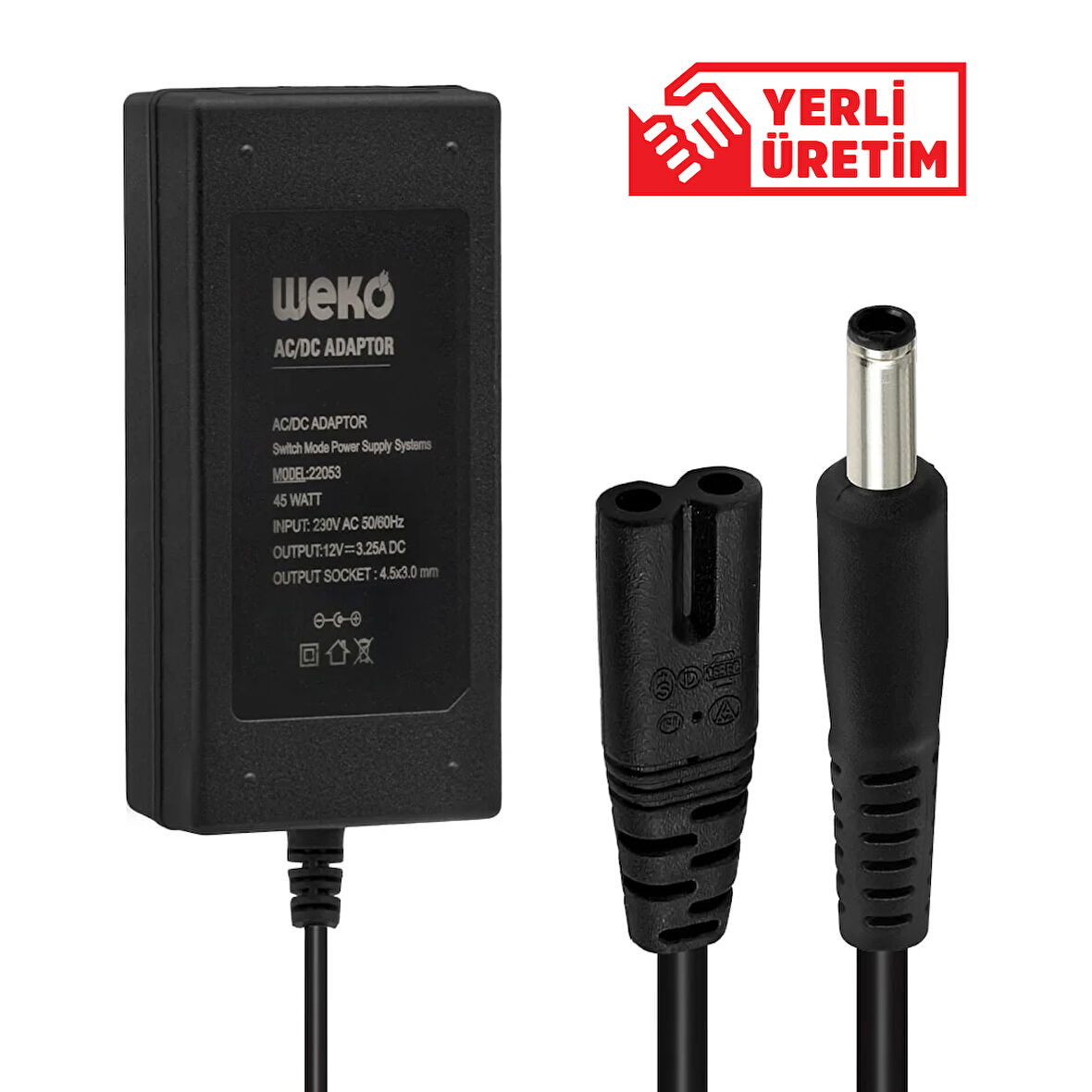 12 VOLT - 3.25 AMPER 4.5*3.0 UÇLU YERLİ ÜRETİM NOTEBOOK ADAPTÖR