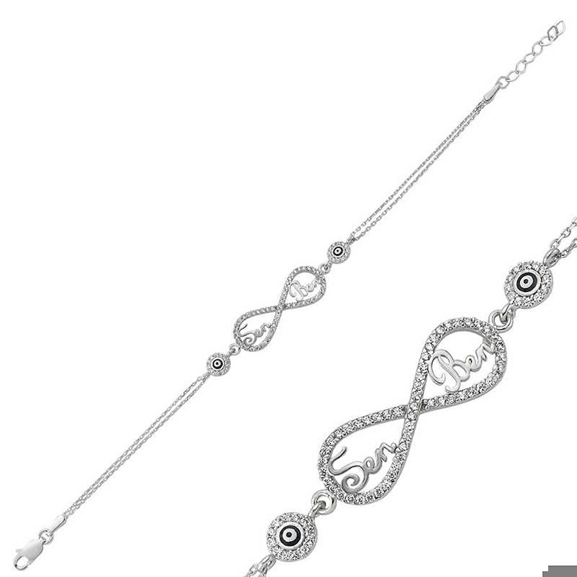 Gümüş Sonsuzluk Sen Ben Kadın Bileklik