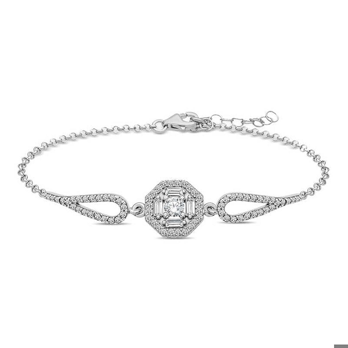 ​925 Ayar Gümüş Baget Taşlı Bileklik