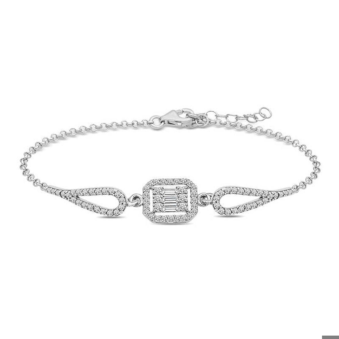 ​925 Ayar Gümüş Baget Taşlı Bileklik