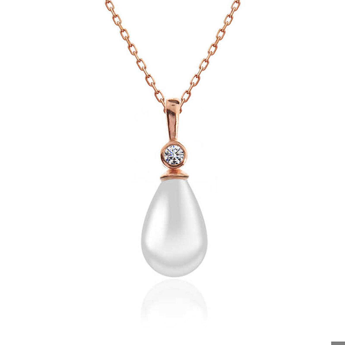 Gümüş Rose Damla Rose İnci Kadın Kolye