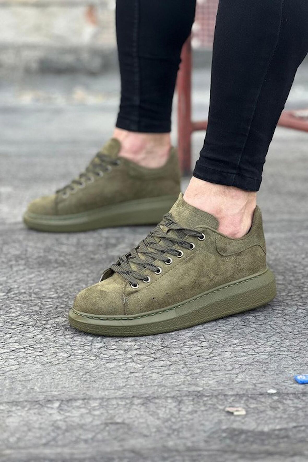 Xramburada 096 Haki Süet Günlük Erkek Casual Ayakkabı