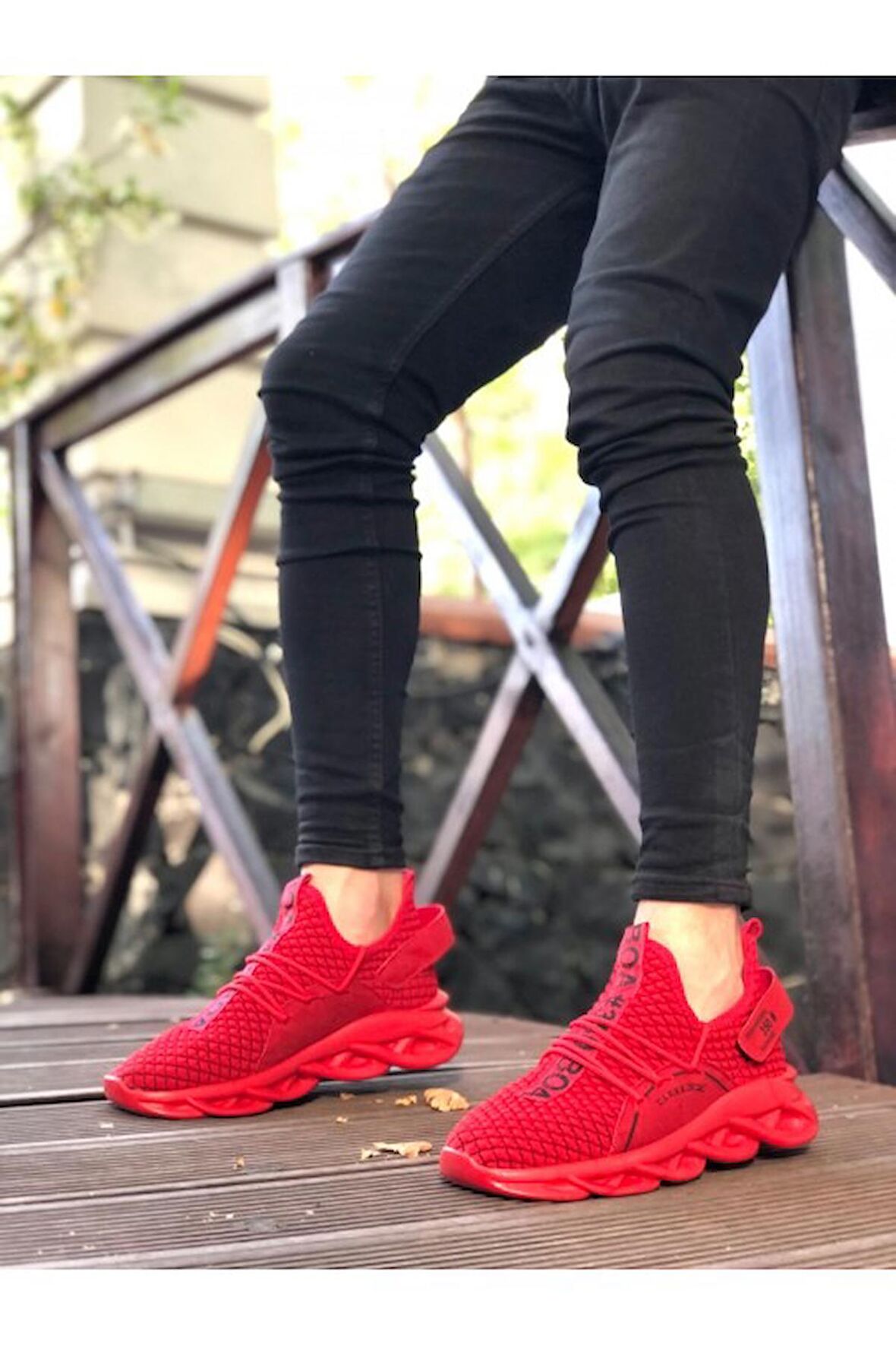 Xramburada Yüksek Taban Tarz Sneakers Cırt Detaylı Kırmızı Erkek Spor Ayakkabısı