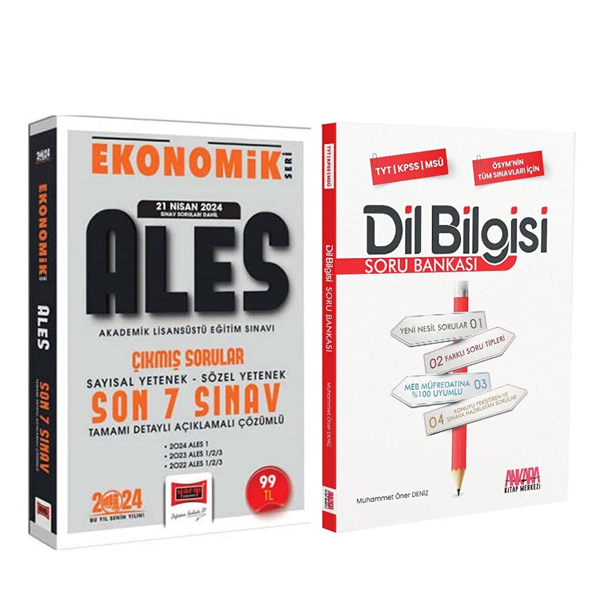 Yargı 2024 ALES Ekonomik Seri Çıkmış Sorular Son 7 Yıl ve AKM Dil Bilgisi Soru Bankası Seti 2 Kitap