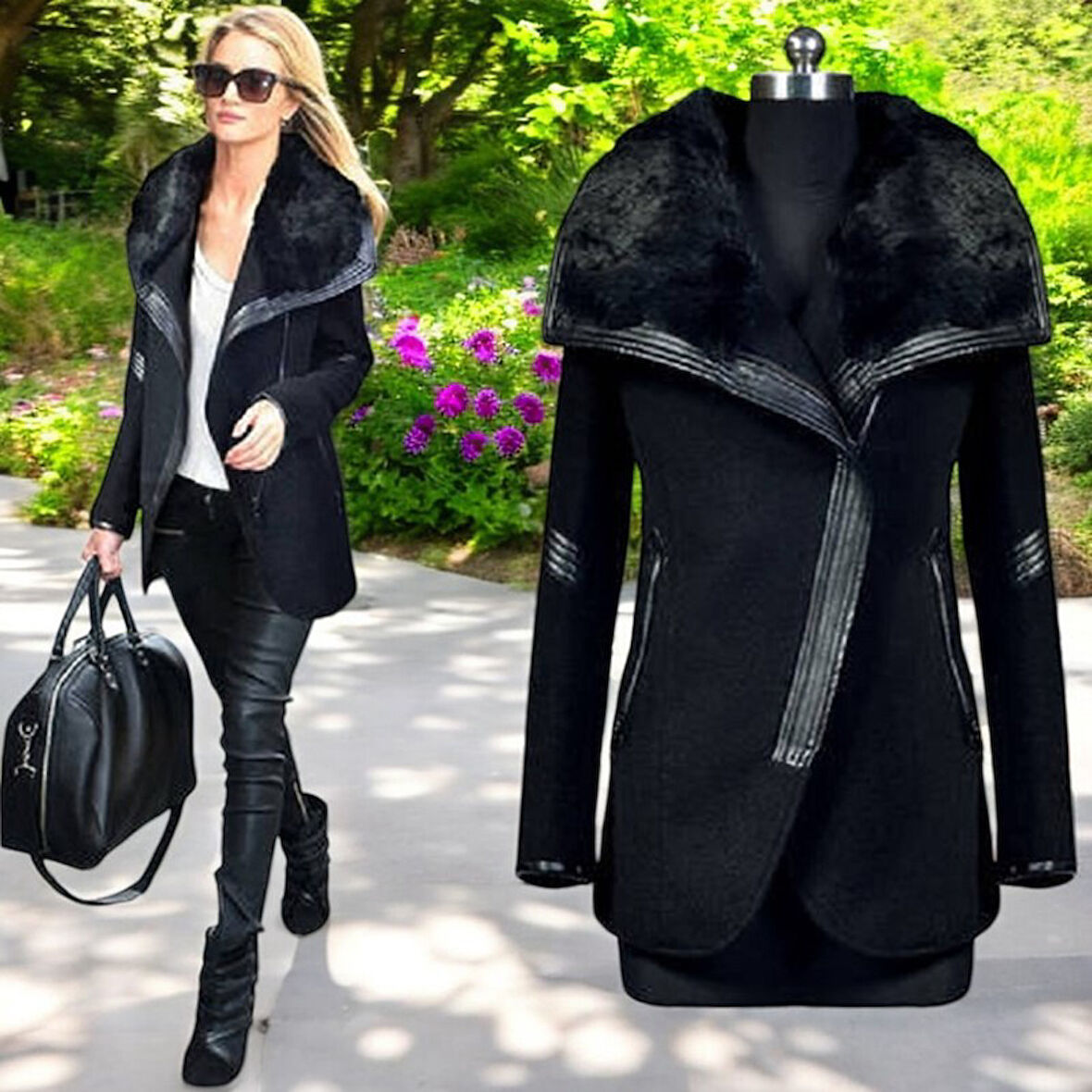 Kışlık Kaşmir Yaka Kadın Kaşe Kaban