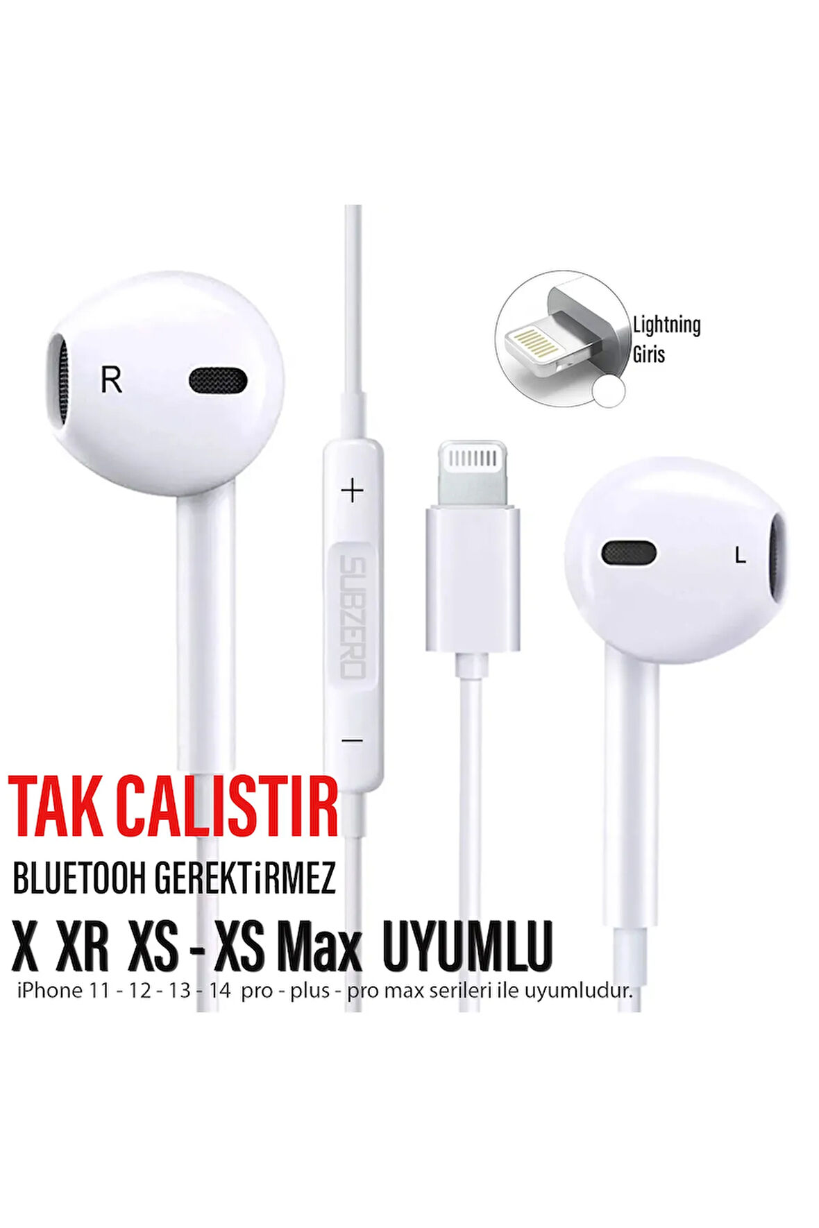 Tak Çalıştır iPhone X  XR  XS - XS Max Kulaklık Kablolu Mikrofonlu iPhone Lightning Girişi